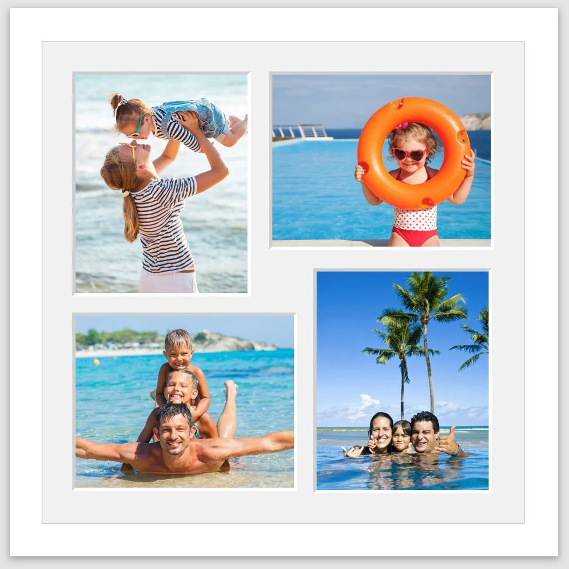 Multi Photo Frame Holds 4 8" x 10" Photos in a White Wood Frame - Image 3