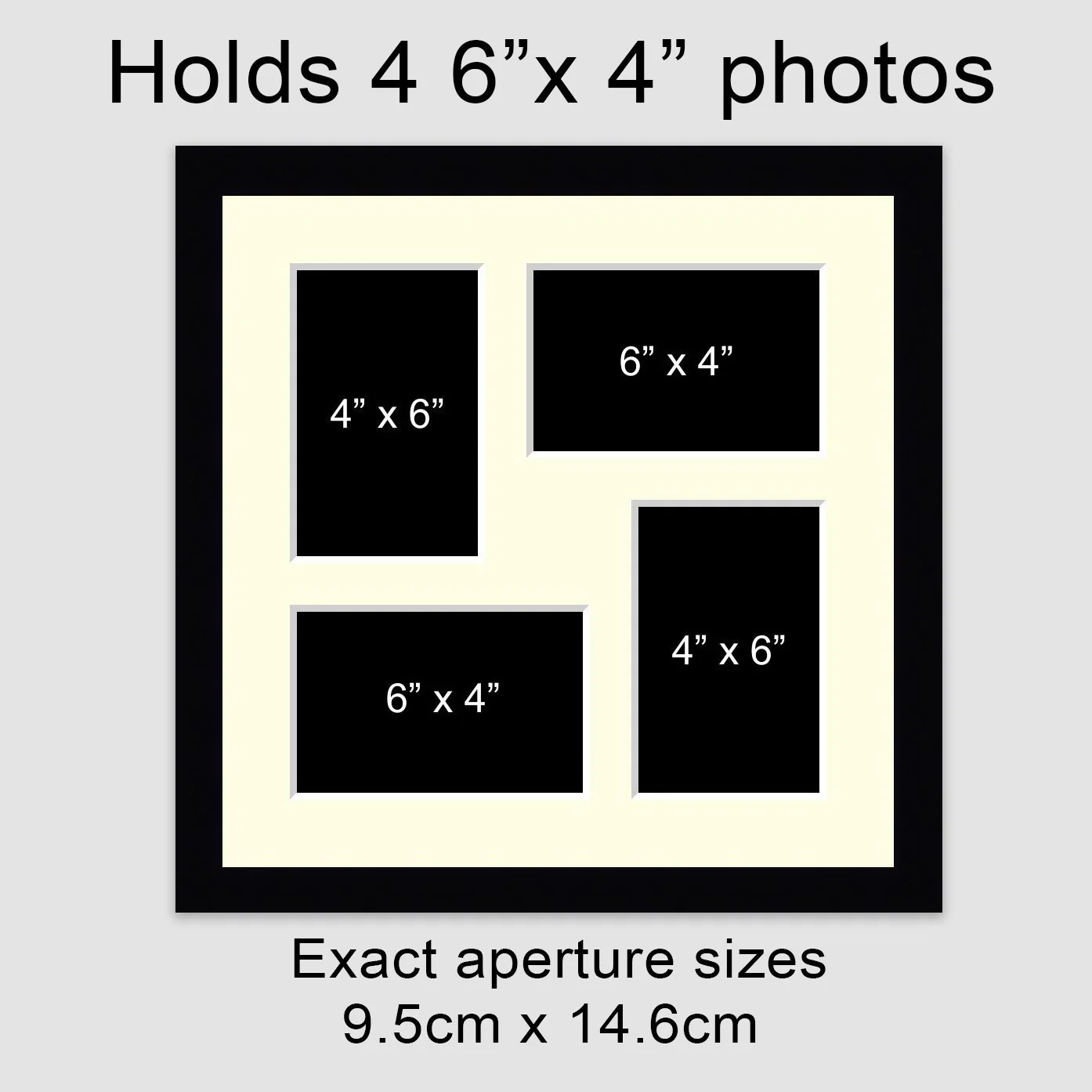 Multi Photo Picture Frame - Holds 4 4" x 6" photos in a Black Frame - Image 3