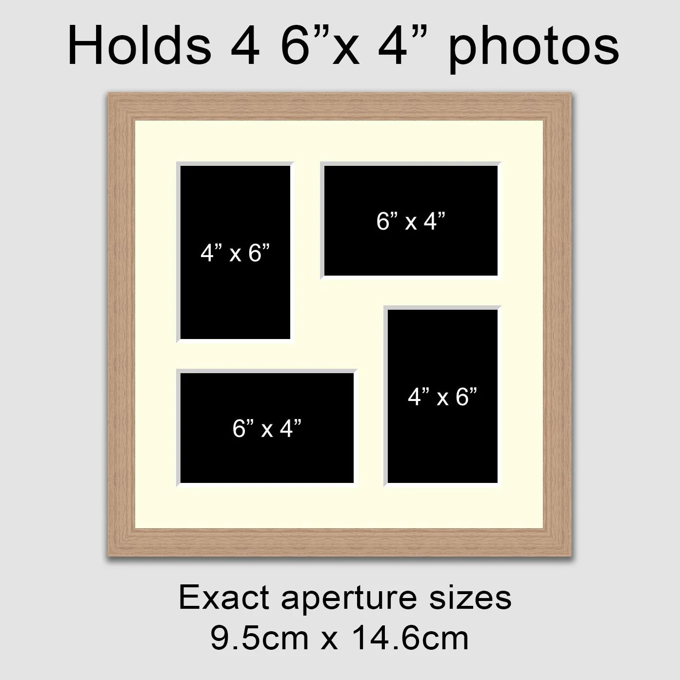 Multi Photo Picture Frame - Holds 4 6" x 4" photos in an Oak Veneer Frame - Image 3