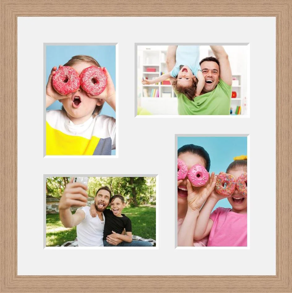 Multi Photo Picture Frame - Holds 4 6" x 4" photos in an Oak Veneer Frame - Image 4