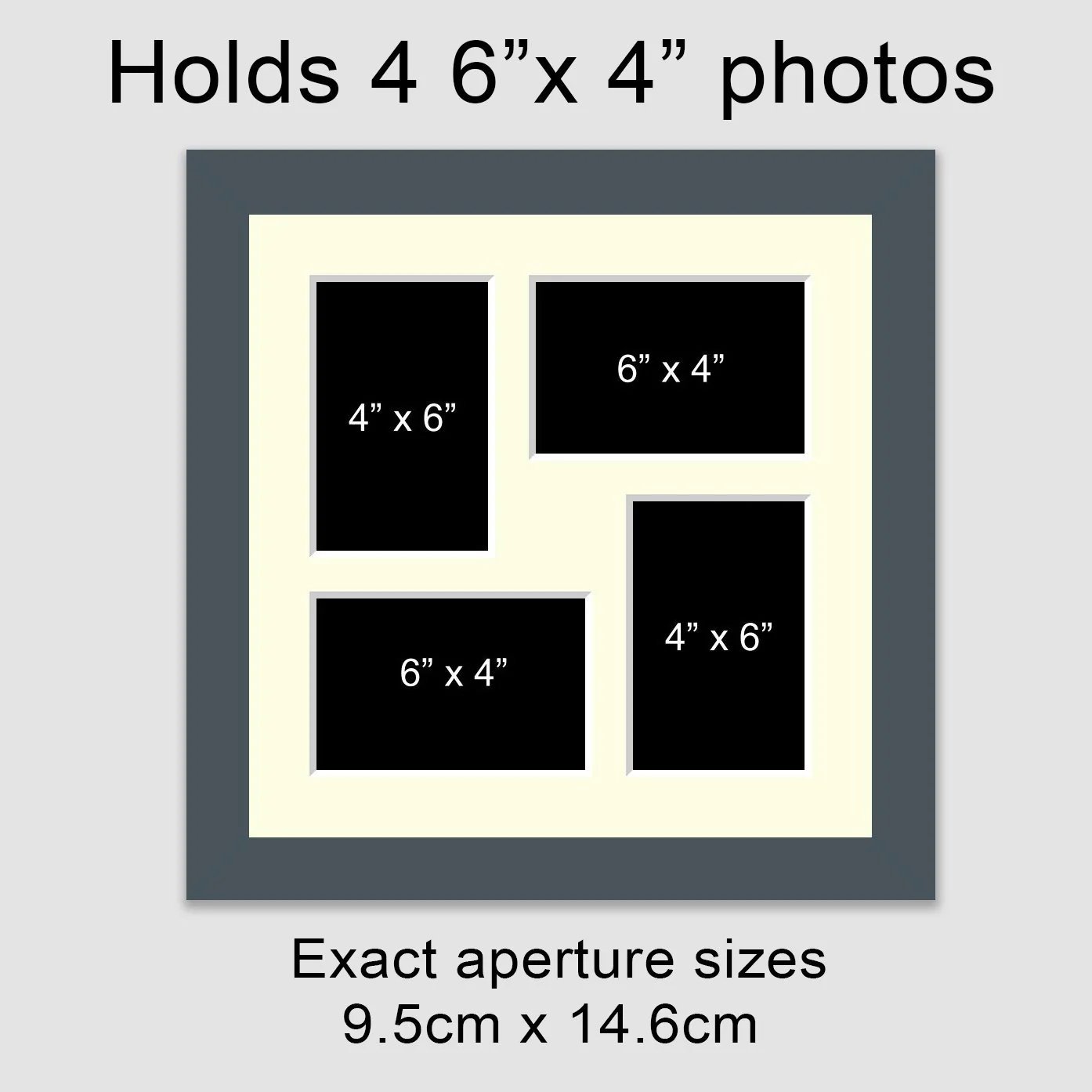 Multi Photo Frame - Holds 4 6" x 4" photos in a Grey Frame - Image 3