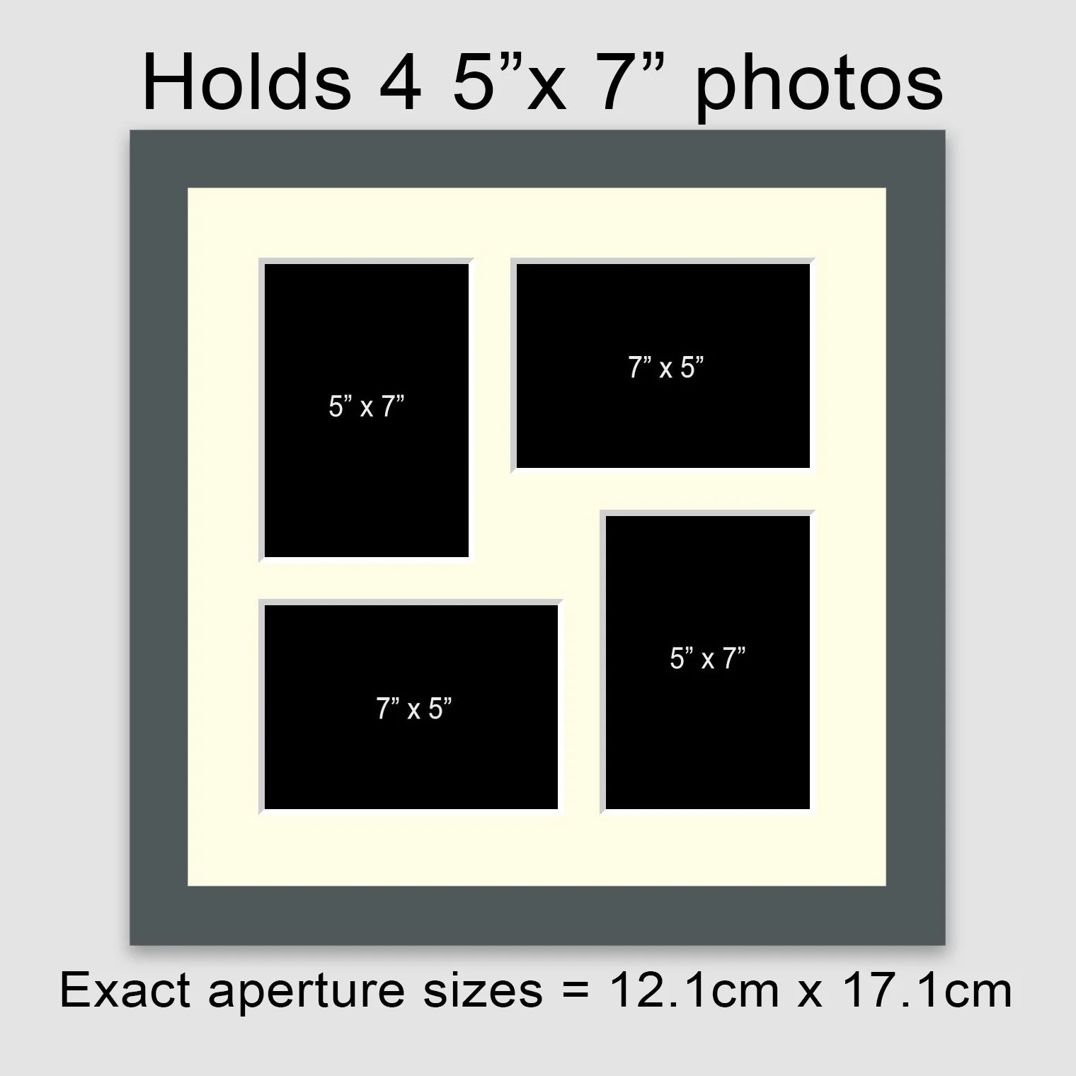 Multi Photo Picture Frame | Holds 4 5"x7" Photos in a Grey Wood Frame - Image 3
