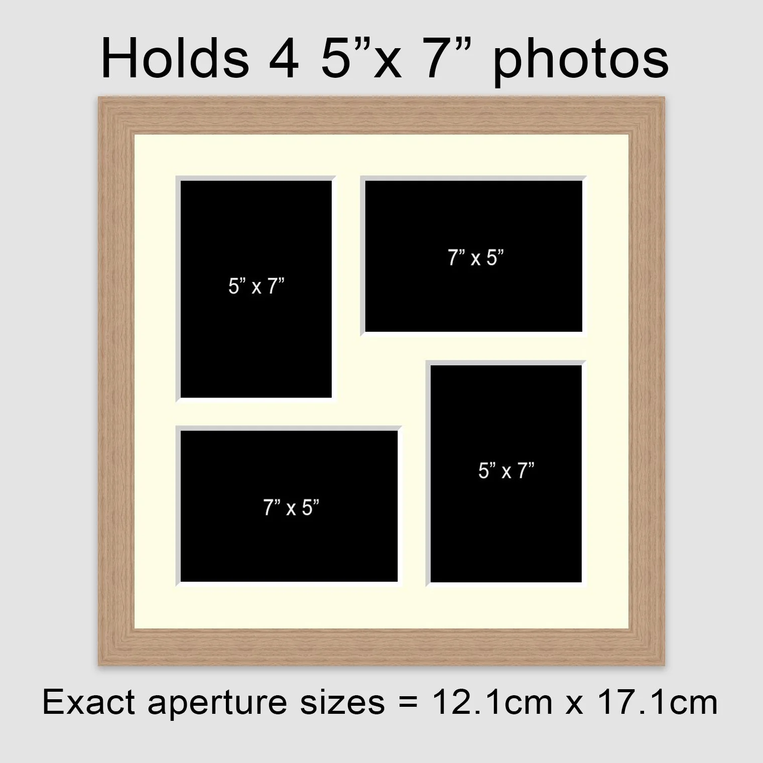 Multi Photo Picture Frame Holds 4 5"x7" Photos in an Oak Veneer Frame - Image 3