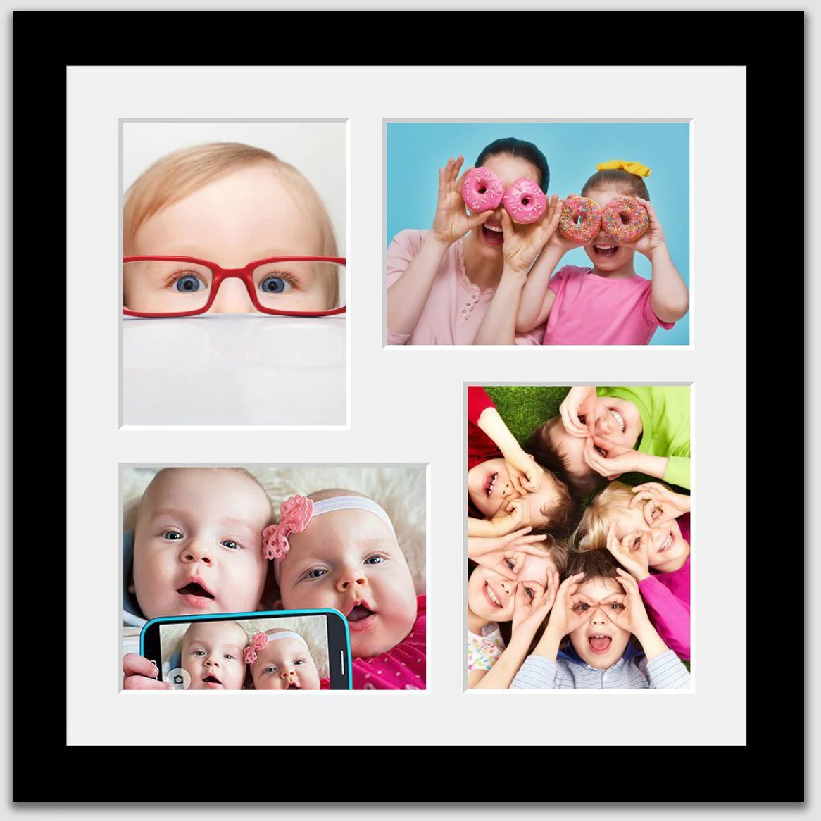 Multi Photo Frame Holds 4 6"x8" Photos in a Black Wood Frame - Image 3
