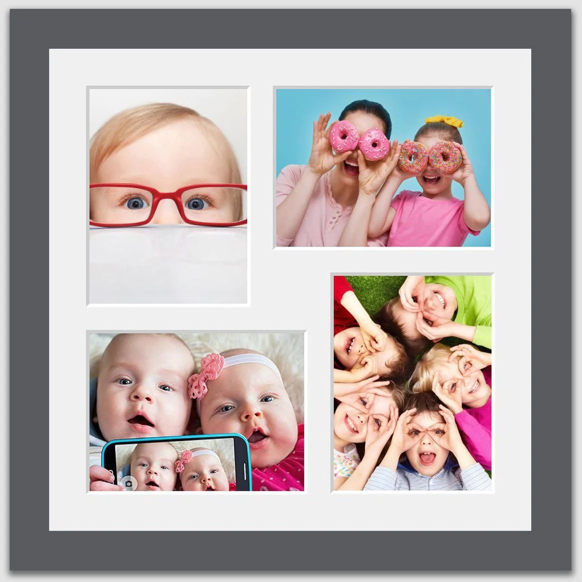 Multi Photo Frame Holds 4 6"x8" Photos in a Grey Wood Frame - Image 3
