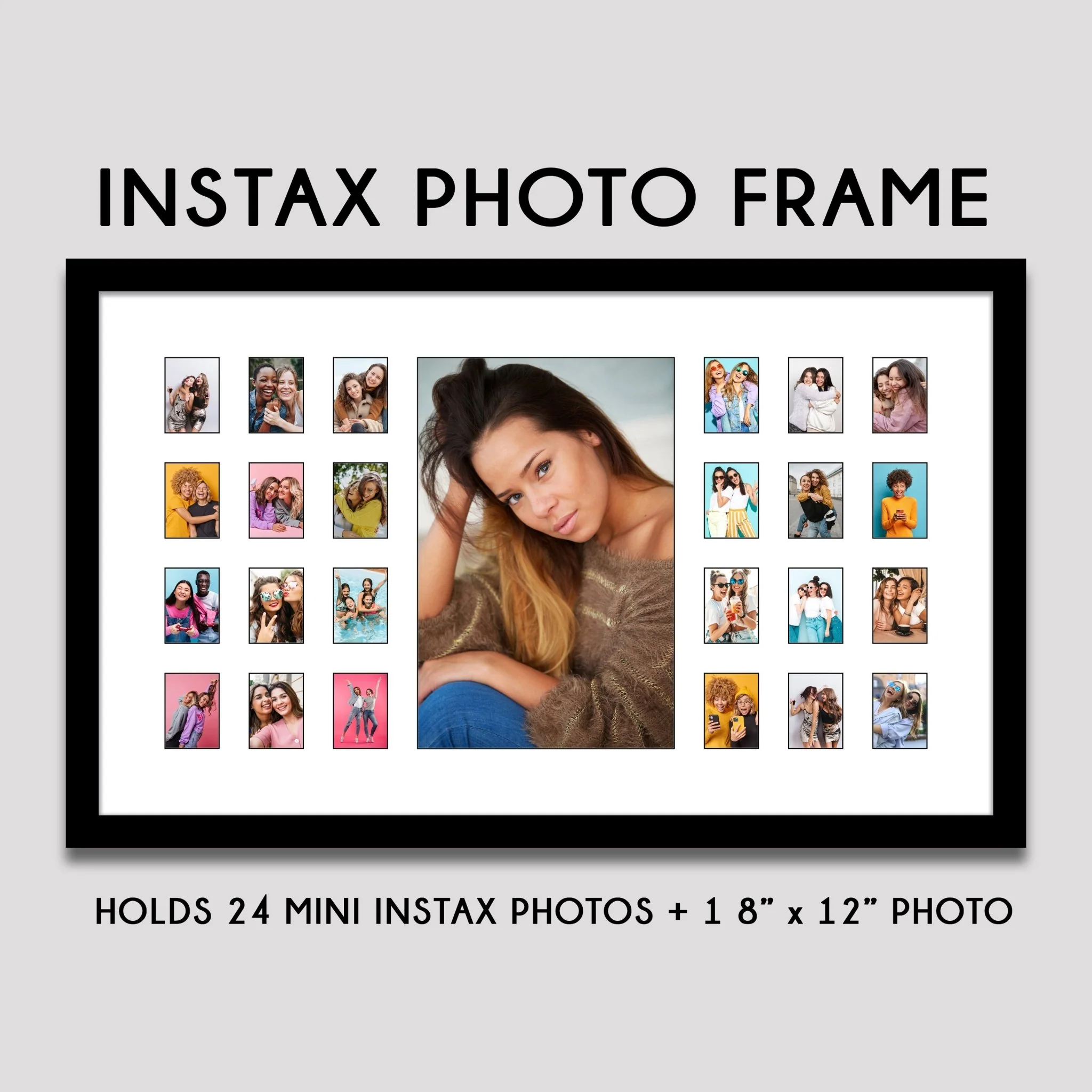 Instax Photo Frame for 25 Photos - Black Frame - White Mount with Black Core - Image 3
