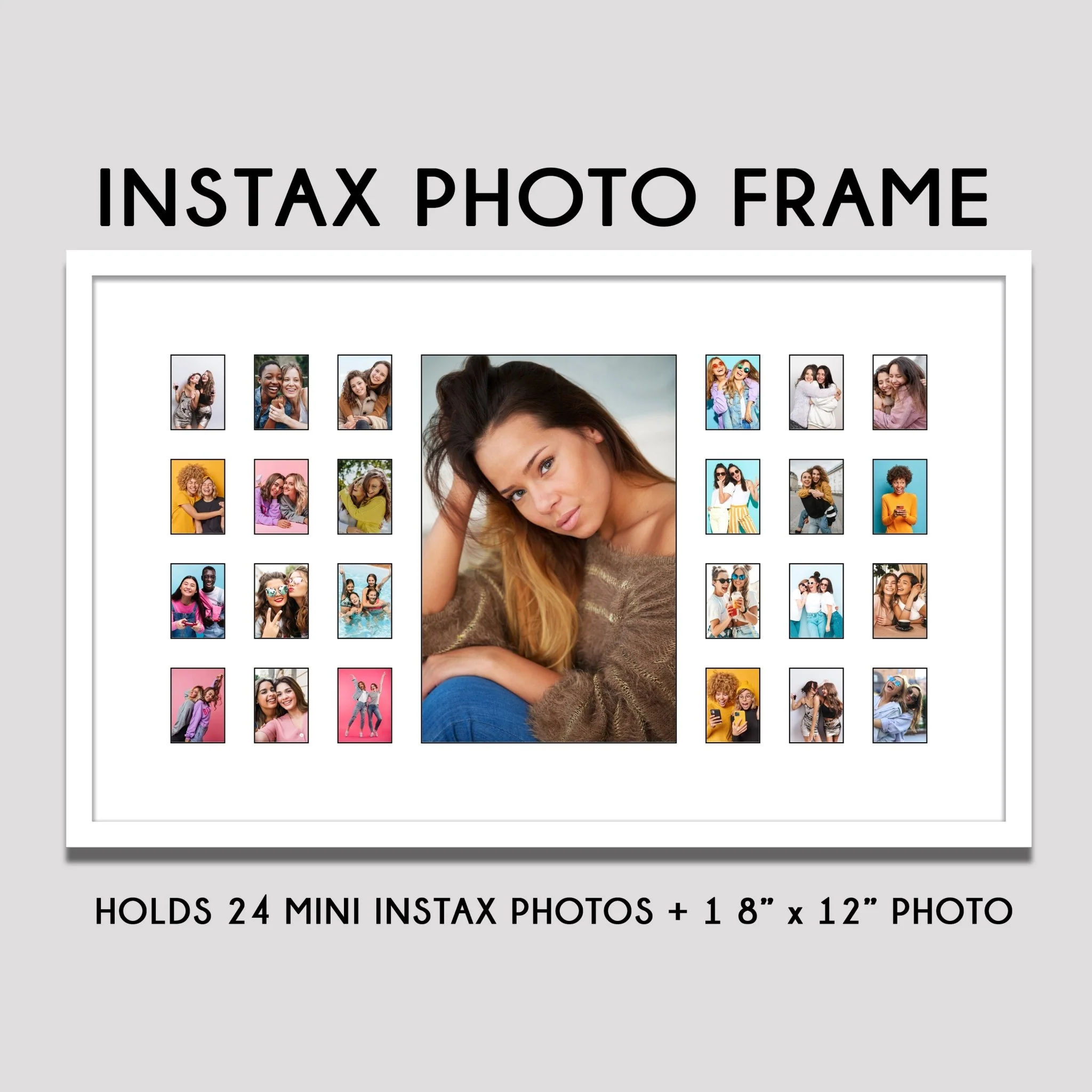 Instax Photo Frame for 25 Photos - White Frame - White Mount with Black Core - Image 3