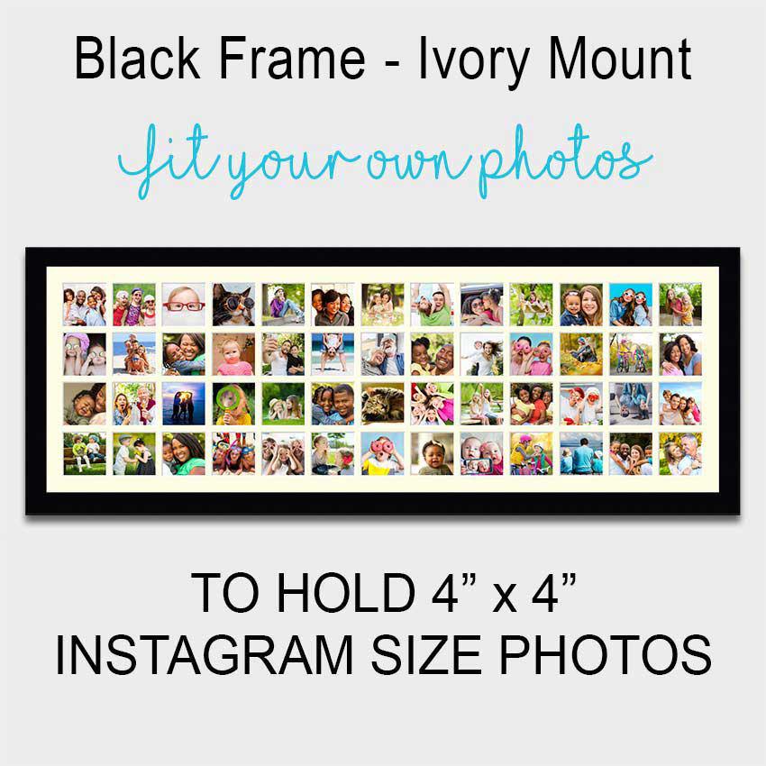 Large Multi Photo Frame Holds 52 4"x4" Instagram Size Photos in a 33mm Black Wood Frame - Image 3