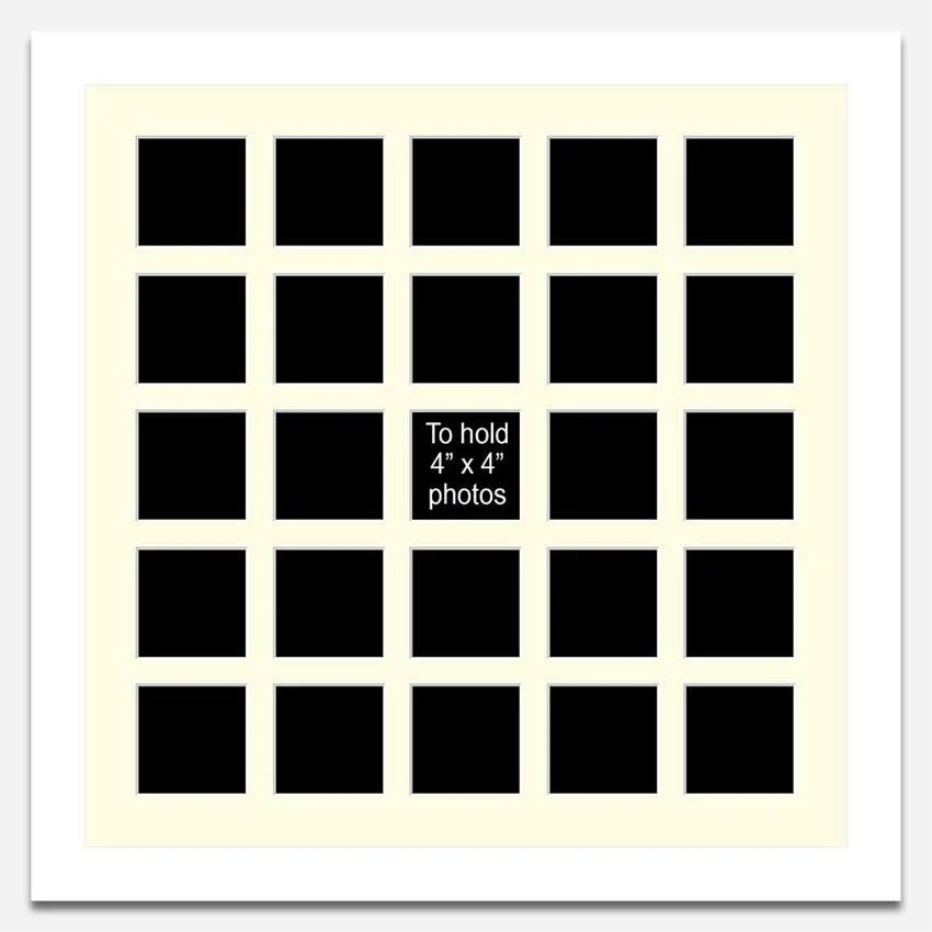 Large Multi Photo Picture Frame Holds 25 4"x4" Instagram Size Photos 33mm White Wood Frame - Image 3