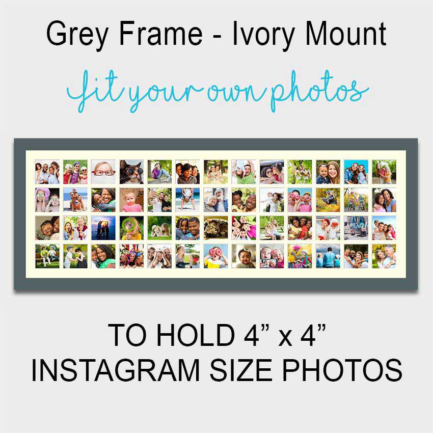 Large Multi Photo Picture Frame Holds 52 4"x4" Instagram Size Photos in a 33mm Dark Grey Wood Frame - Image 3