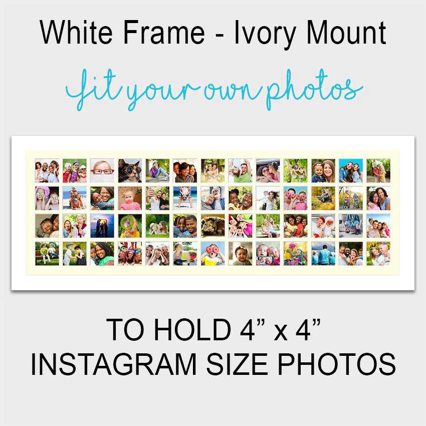 Large Multi Photo Picture Frame Holds 52 4"x4" Instagram Size Photos in a 33mm White Wood Frame - Image 3