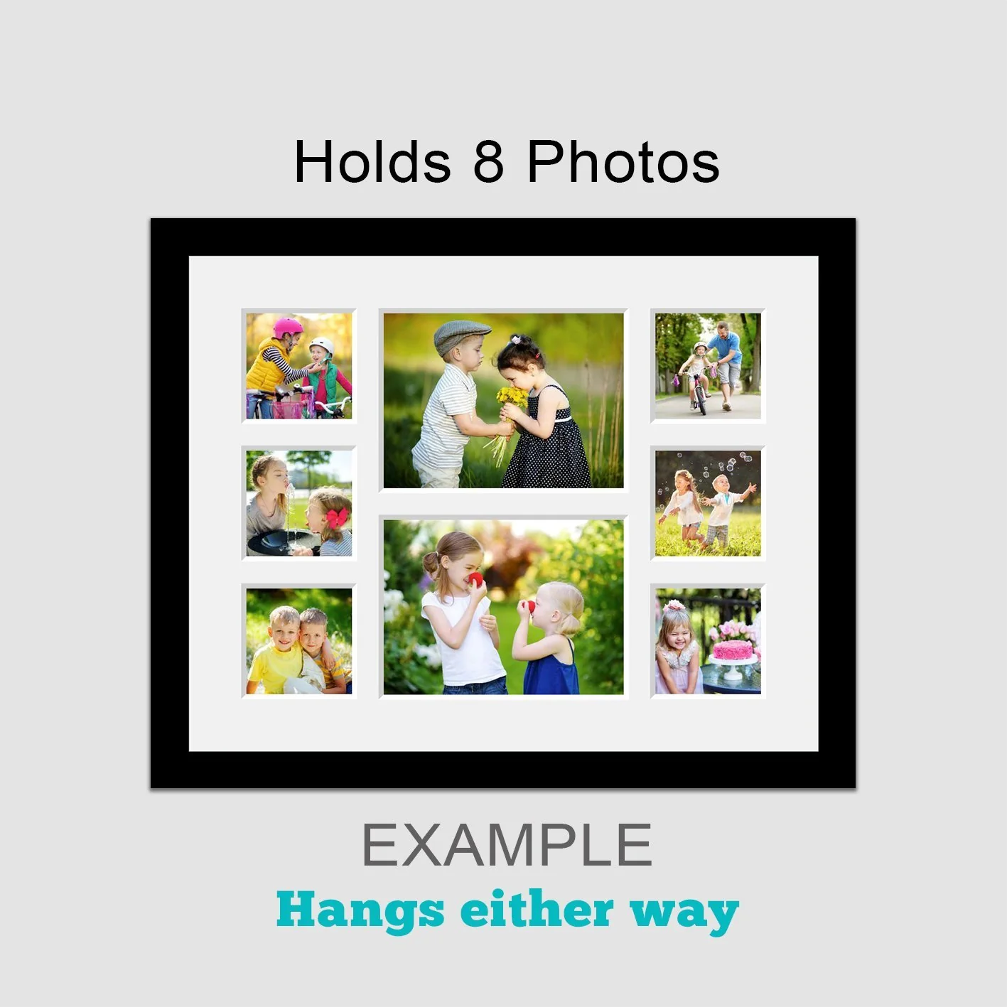 Multi Photo Picture Frame Holds 6 4"x4" and 2 8"x6" Photos in a Black Wood Frame - Image 3
