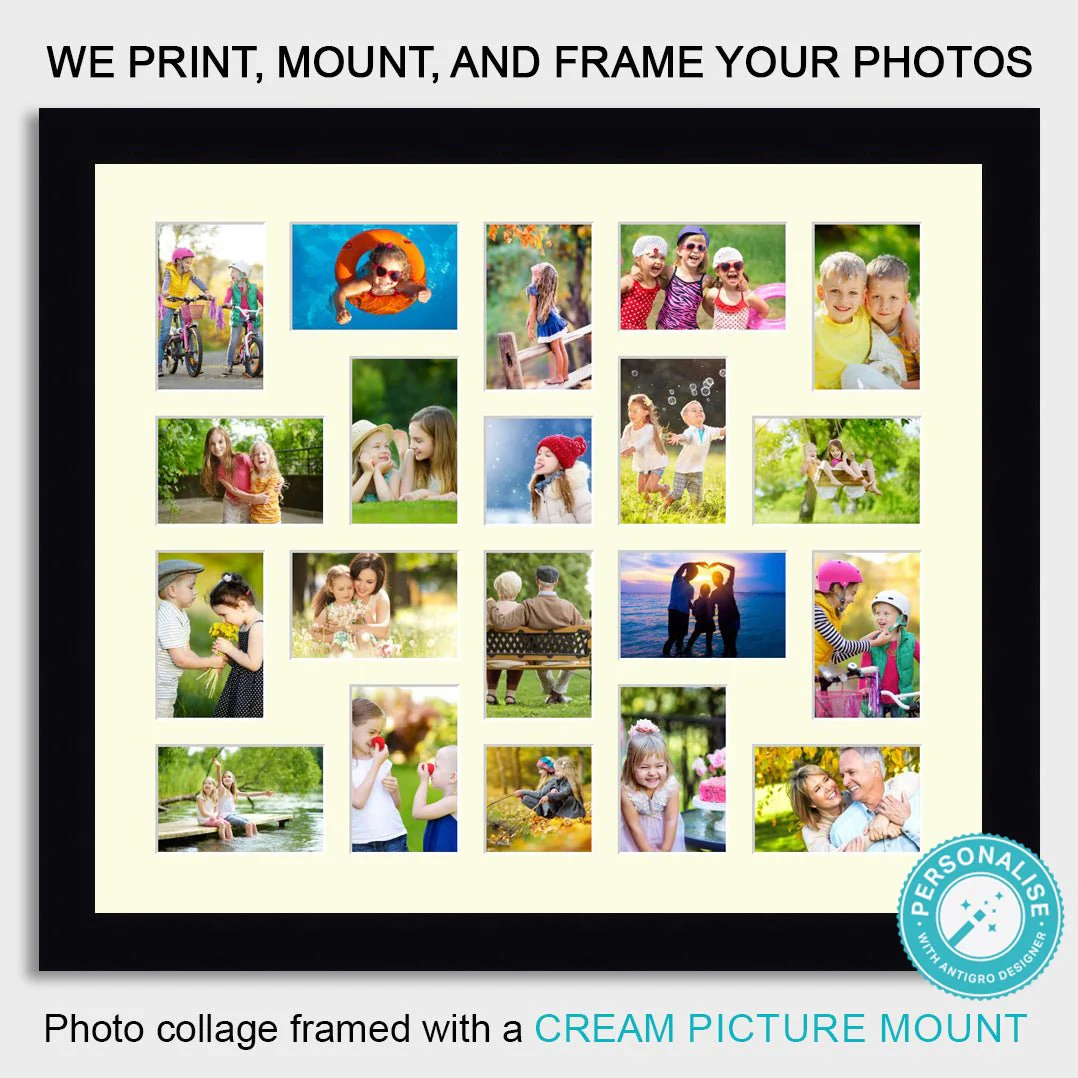 Photo Collage Printed and Framed for 20 Photos - Black Frame - Image 3