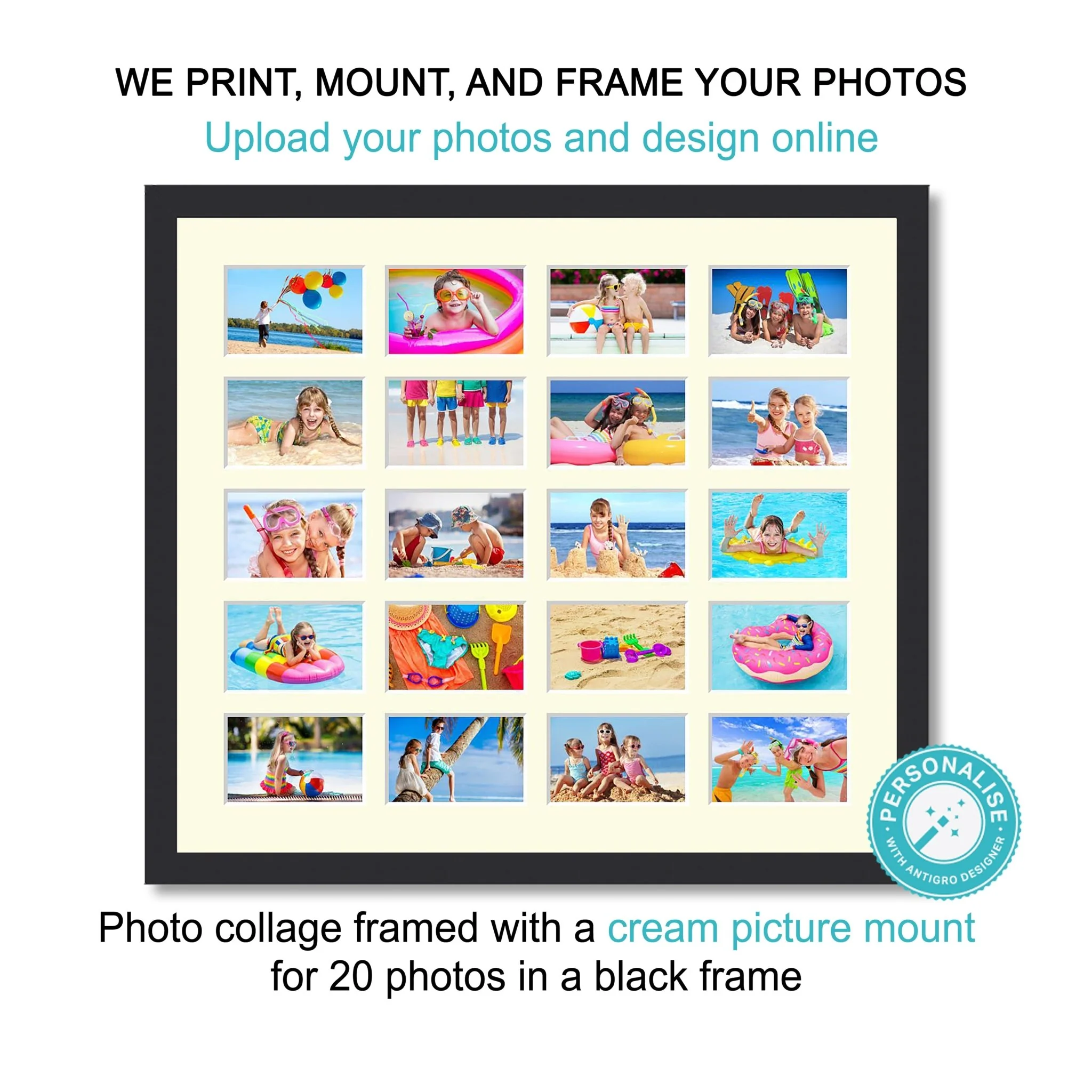 Photo Collage Printed and Framed for 20 Photos in a Black Frame - Image 3
