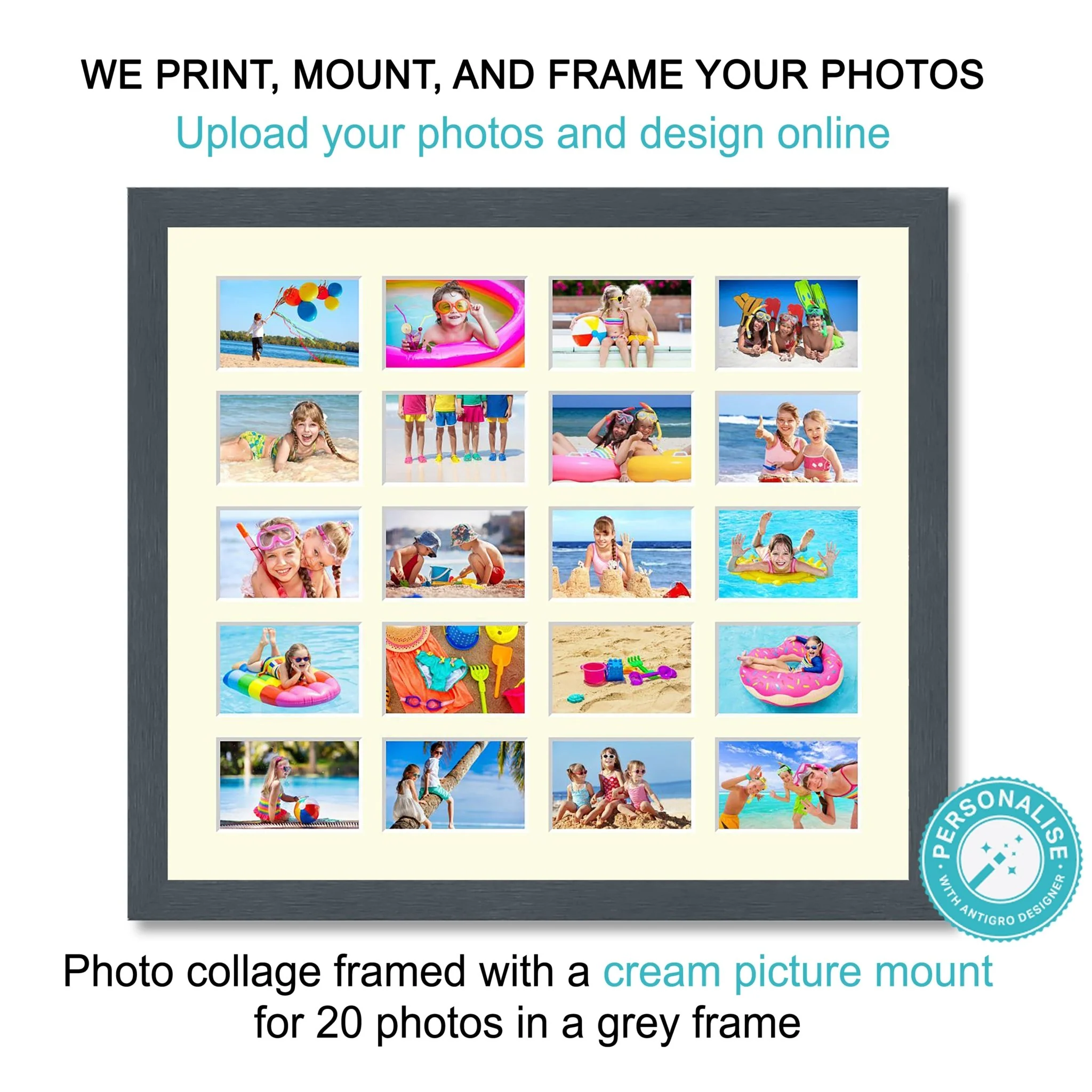 Photo Collage Printed and Framed for 20 Photos in a Grey Frame - Image 3