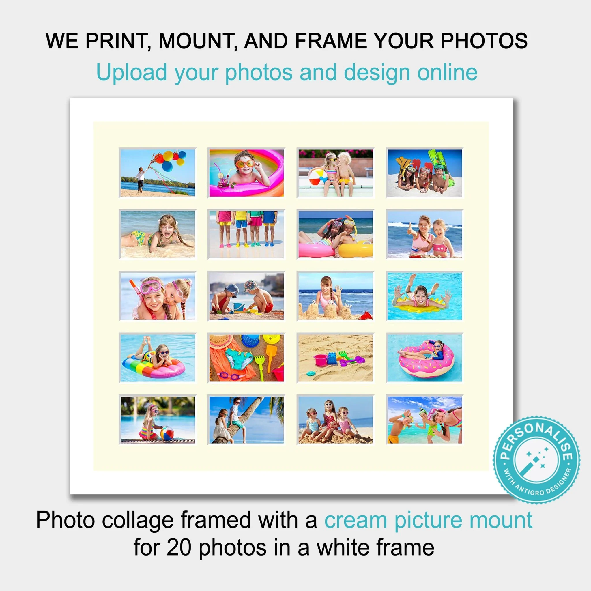 Photo Collage Printed and Framed for 20 Photos in a White Frame - Image 4