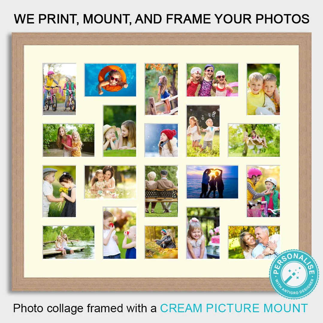 Photo Collage Printed and Framed for 20 Photos - Oak Veneer Frame - Image 3